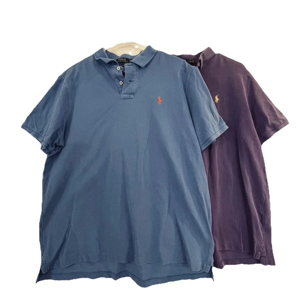 2 Polo Ralph Lauren Polo Shirts Mens XL Multicolor Classic Fit Knit Short Sleeve